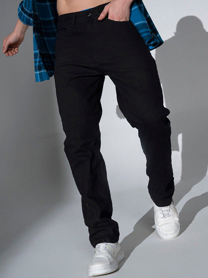 Men Relaxed Fit Mid Rise Black Jeans
