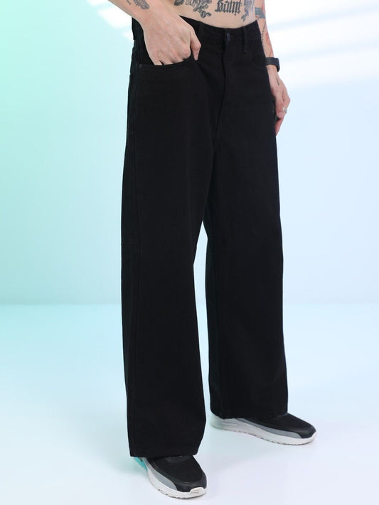 Men Relaxed Fit Mid Rise Black Jeans