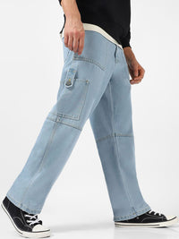 Baggy Fit Washed Cargo Jeans