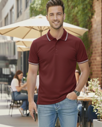 Men Maroon Solid Polo Neck T-shirt