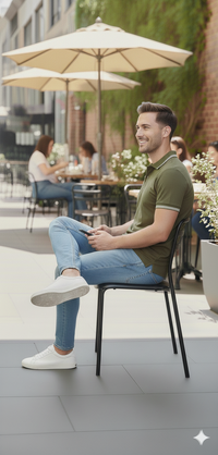 Men Olive Green Solid Polo Neck T-shirt