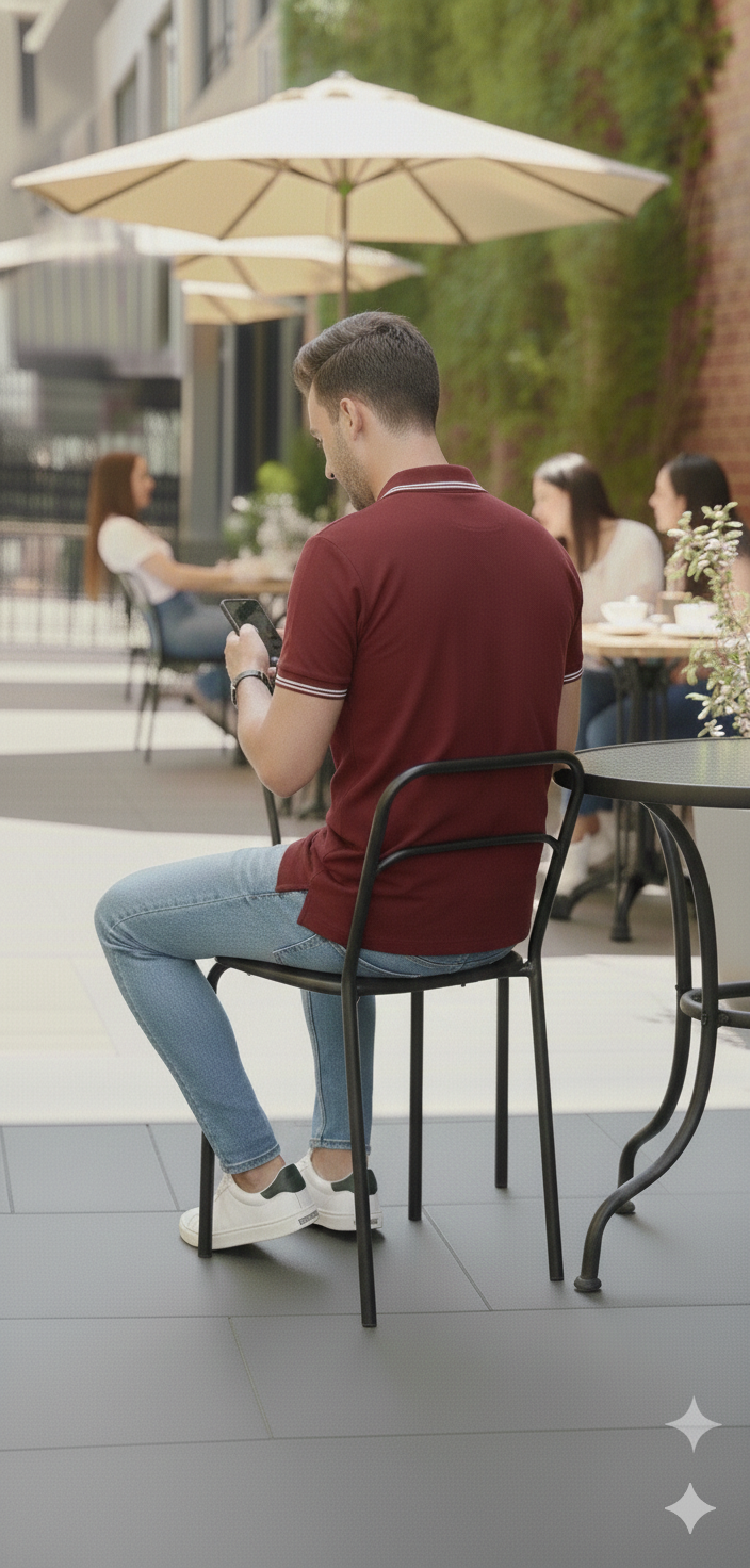 Men Maroon Solid Polo Neck T-shirt