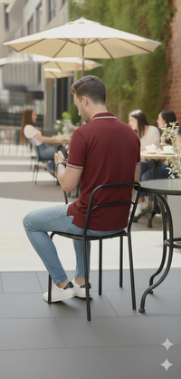 Men Maroon Solid Polo Neck T-shirt