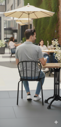 Men Grey Melange Solid Polo Neck T-shirt