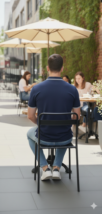 Men Navy Blue Solid Polo Neck T-shirt