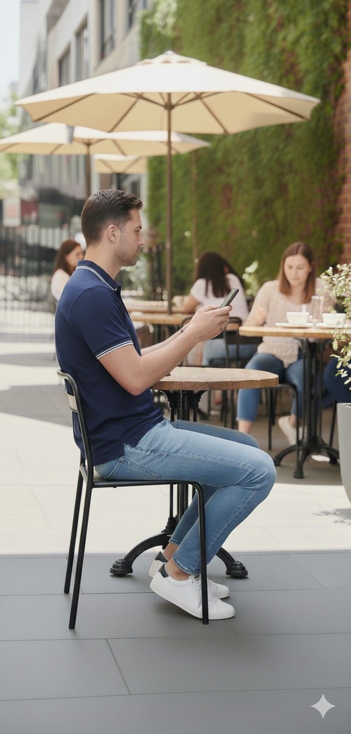 Men Navy Blue Solid Polo Neck T-shirt