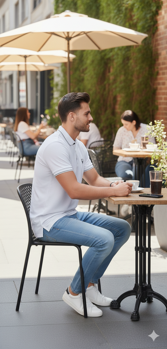 Men Light Grey Solid Polo Neck T-shirt
