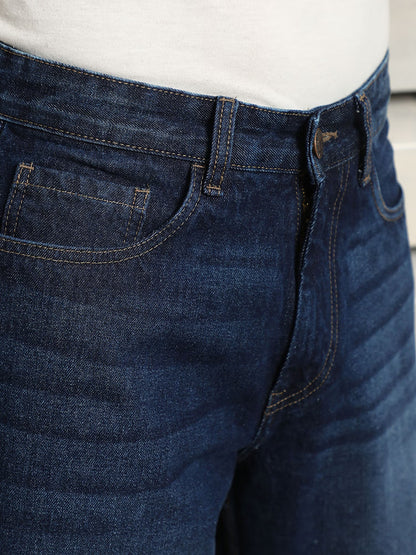 Men Straight Fit Mid Rise Blue Jeans