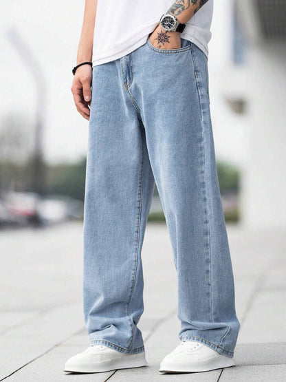 Men Slim Mid Rise Blue Jeans