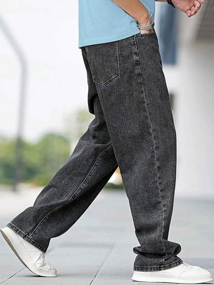 Men Straight Fit Mid Rise Grey Jeans