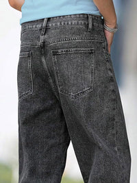 Men Straight Fit Mid Rise Grey Jeans