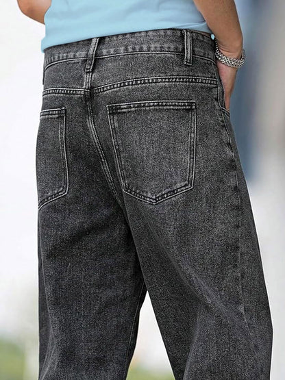 Men Straight Fit Mid Rise Grey Jeans