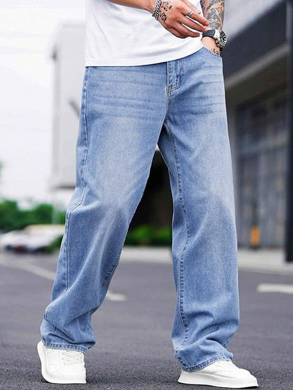 Men Relaxed Fit Mid Rise Blue Jeans