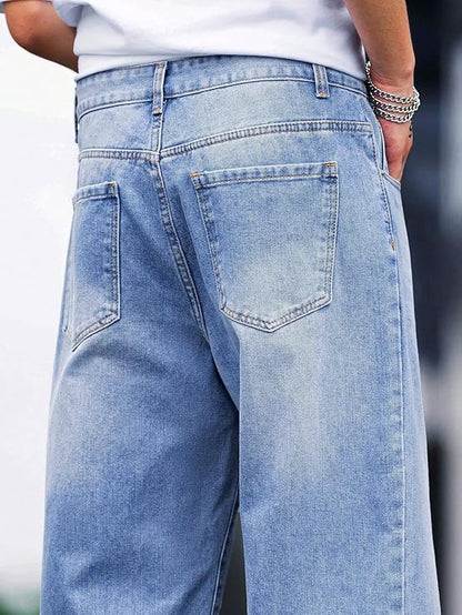 Men Relaxed Fit Mid Rise Blue Jeans