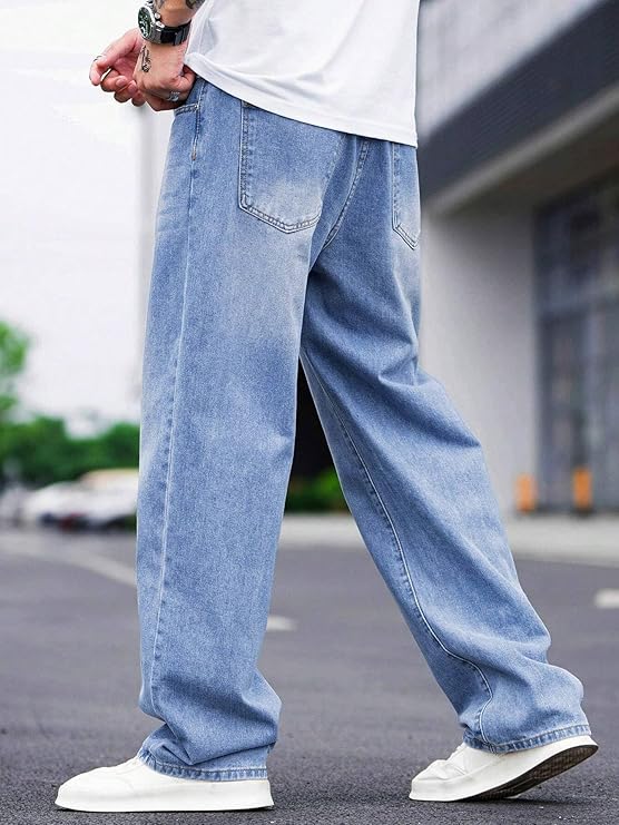Men Relaxed Fit Mid Rise Blue Jeans