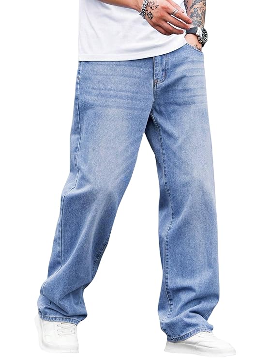 Men Relaxed Fit Mid Rise Blue Jeans