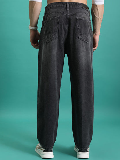 Men Straight Fit Mid Rise Grey Jeans