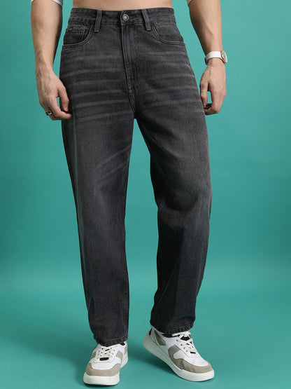 Men Straight Fit Mid Rise Grey Jeans
