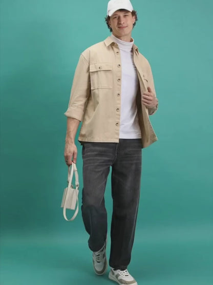 Men Straight Fit Mid Rise Grey Jeans